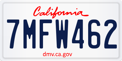 CA license plate 7MFW462