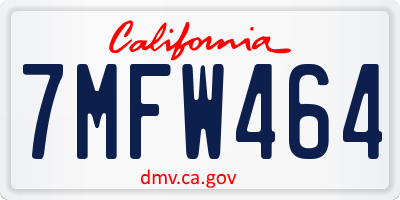 CA license plate 7MFW464