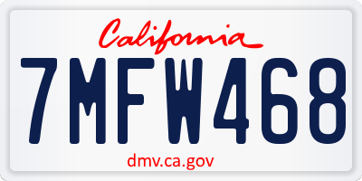 CA license plate 7MFW468