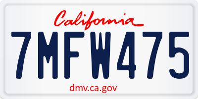 CA license plate 7MFW475