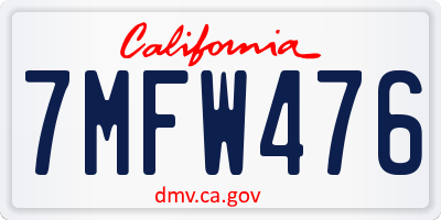 CA license plate 7MFW476
