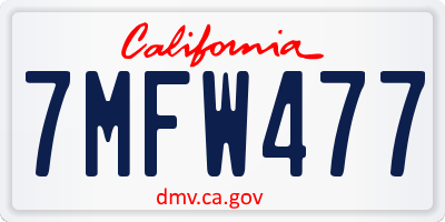 CA license plate 7MFW477