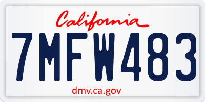 CA license plate 7MFW483