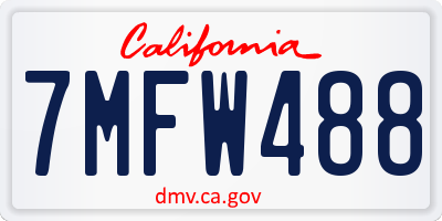 CA license plate 7MFW488