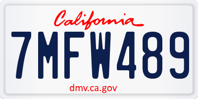 CA license plate 7MFW489
