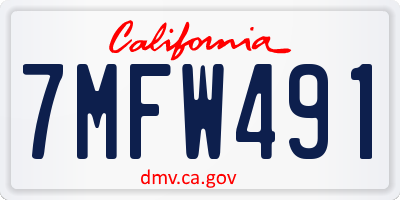 CA license plate 7MFW491