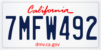 CA license plate 7MFW492