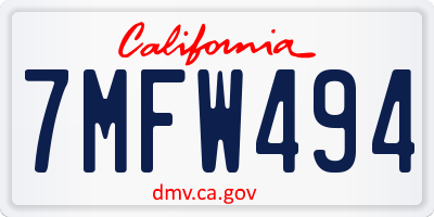 CA license plate 7MFW494