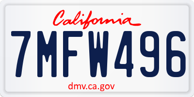 CA license plate 7MFW496