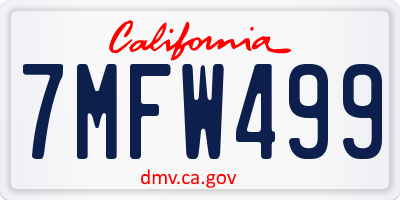 CA license plate 7MFW499