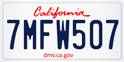 CA license plate 7MFW507