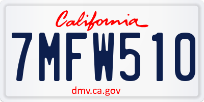 CA license plate 7MFW510