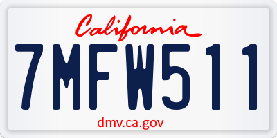 CA license plate 7MFW511