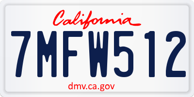 CA license plate 7MFW512