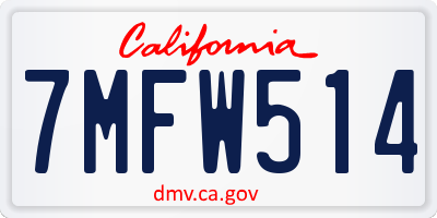CA license plate 7MFW514