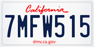 CA license plate 7MFW515