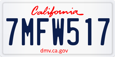 CA license plate 7MFW517
