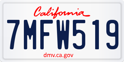 CA license plate 7MFW519