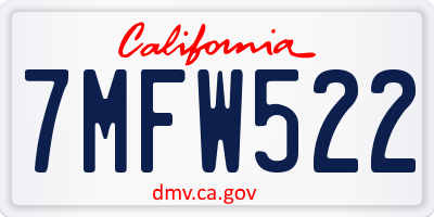 CA license plate 7MFW522