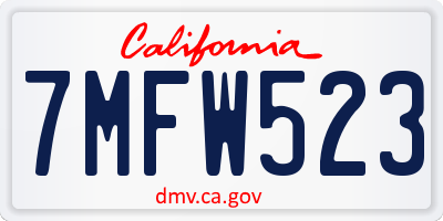 CA license plate 7MFW523