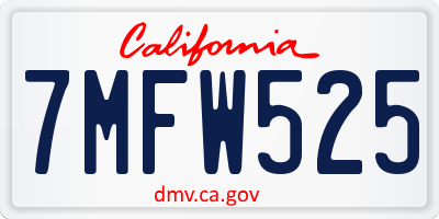 CA license plate 7MFW525