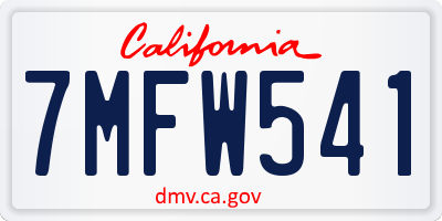 CA license plate 7MFW541