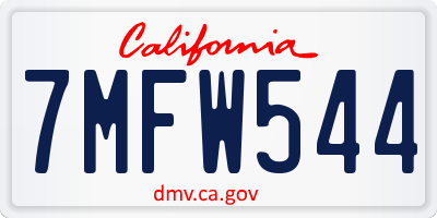 CA license plate 7MFW544