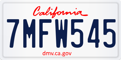 CA license plate 7MFW545