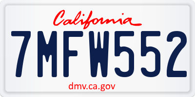 CA license plate 7MFW552