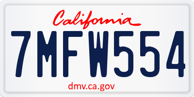 CA license plate 7MFW554