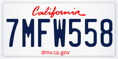 CA license plate 7MFW558