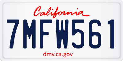CA license plate 7MFW561