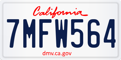 CA license plate 7MFW564