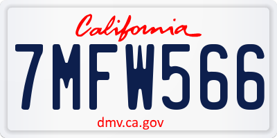 CA license plate 7MFW566