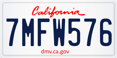 CA license plate 7MFW576