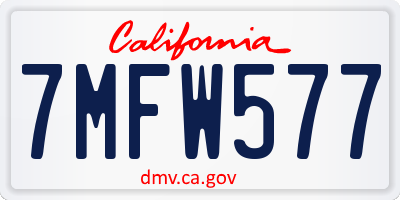CA license plate 7MFW577