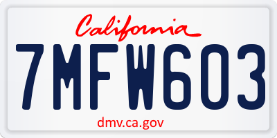 CA license plate 7MFW603
