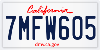 CA license plate 7MFW605