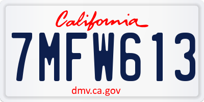 CA license plate 7MFW613