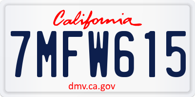 CA license plate 7MFW615
