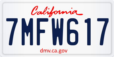 CA license plate 7MFW617
