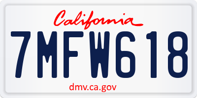 CA license plate 7MFW618