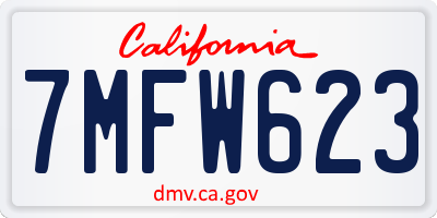 CA license plate 7MFW623