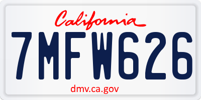 CA license plate 7MFW626