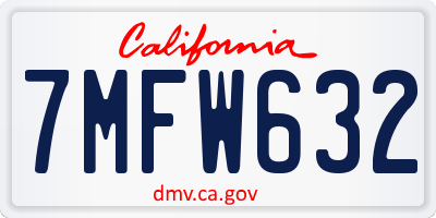 CA license plate 7MFW632