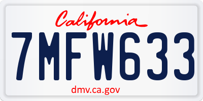 CA license plate 7MFW633