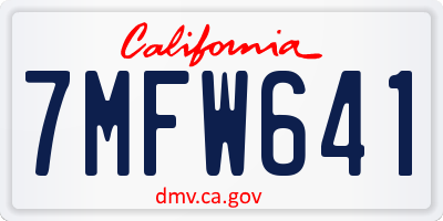 CA license plate 7MFW641