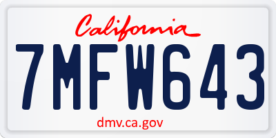 CA license plate 7MFW643