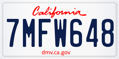 CA license plate 7MFW648