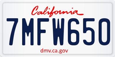 CA license plate 7MFW650